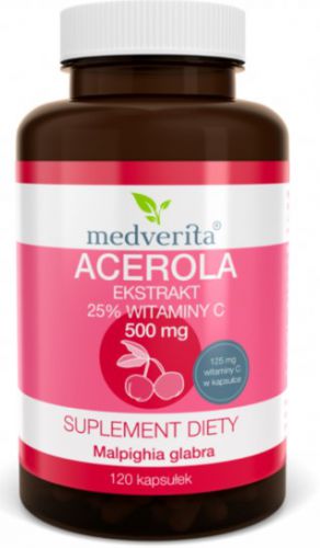 Medverita Acerola Ekstrakt 25% 500 mg 120 kap