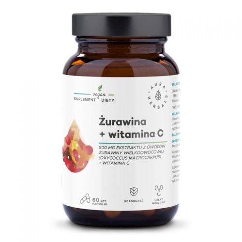 Aura Herbals Żurawina 800mg Witamina C 60 kap