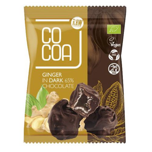 Cocoa Imbir kandyzowany w ciemnej czekoladzie bio