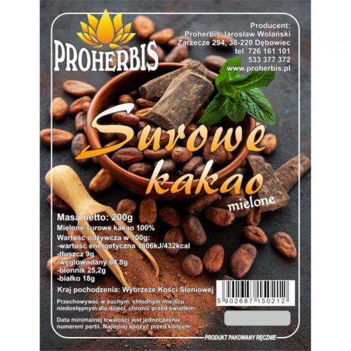 Proherbis Surowe kakao mielone 200 g